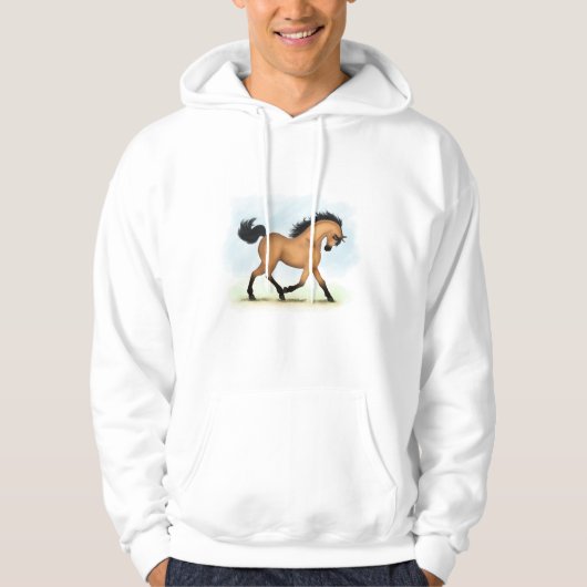 Trotting Buckskin Horse Equestrian Hoodie (Voorkant)
