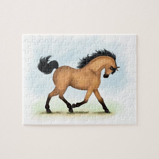 Trotting Buckskin Horse Equestrian Horse Lover Legpuzzel (Horizontaal)