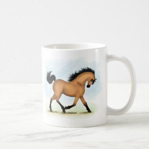 Trotting Buckskin Horse Equestrian Koffiemok
