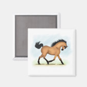 Trotting Buckskin Horse Equestrian Magneet (Voorkant / Achterkant)