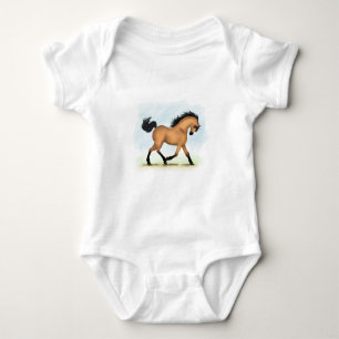 Trotting Buckskin Horse Equestrian Romper
