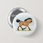 Trotting Buckskin Horse Equestrian Ronde Button 5,7 Cm (Voorkant /achterkant)