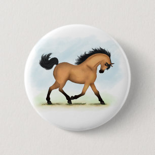 Trotting Buckskin Horse Equestrian Ronde Button 5,7 Cm