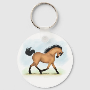 Trotting Buckskin Horse Equestrian Sleutelhanger
