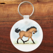 Trotting Buckskin Horse Equestrian Sleutelhanger (Voorkant)