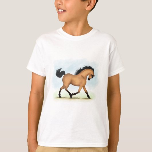 Trotting Buckskin Horse Equestrian T-shirt (Voorkant)
