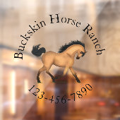 Trotting Buckskin Paard Cirkelvormige tekst Ruiter Raamsticker (Vel 2)