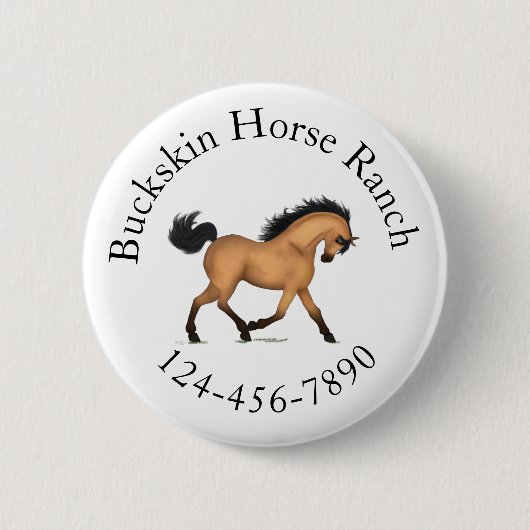 Trotting Buckskin Paard Cirkelvormige tekst Ruiter Ronde Button 5,7 Cm (Voorkant)