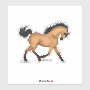 Trotting Buckskin Paard Pony Ruiterstift Decal Sticker