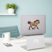 Trotting Buckskin Paard Pony Ruiterstift Decal Sticker (Laptop op bureau)