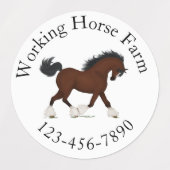 Trotting Clydesdale Paard Circulaire Tekst Custom Labels (Design 2)