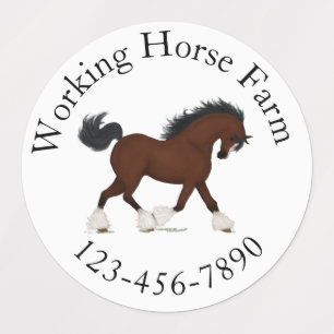 Trotting Clydesdale Paard Circulaire Tekst Custom Labels