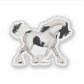 Trotting Gypsy Horse Tobiano Pinto Piebald Pony Sticker (Voorkant)
