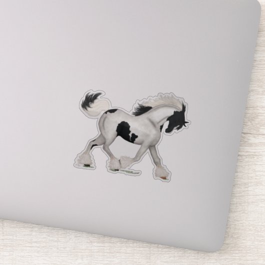 Trotting Gypsy Vanner Paard Pinto Pony Sticker (Detail)