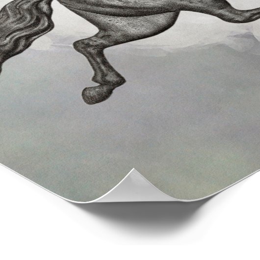  Trotting Horse in Grey on Clouds Poster (Hoek)