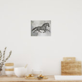 Trotting Horse in Grey on Clouds Poster (Keuken)