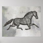  Trotting Horse in Grey on Clouds Poster (Voorkant)