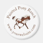 Trotting Overo Skewbald Paint Horse Custom Logo Magneet (Voorkant)