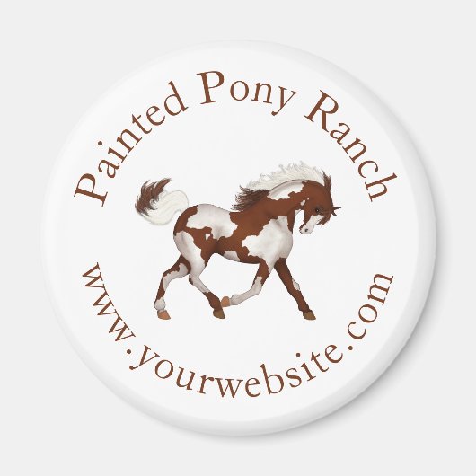 Trotting Overo Skewbald Paint Horse Custom Logo Magneet (Voorkant)