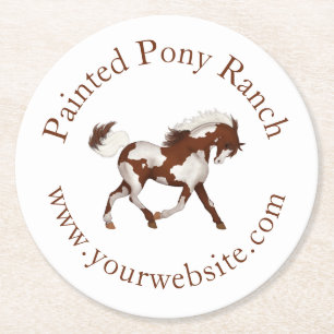 Trotting Overo Skewbald Paint Horse Custom Logo Ronde Kartonnen Onderzetter