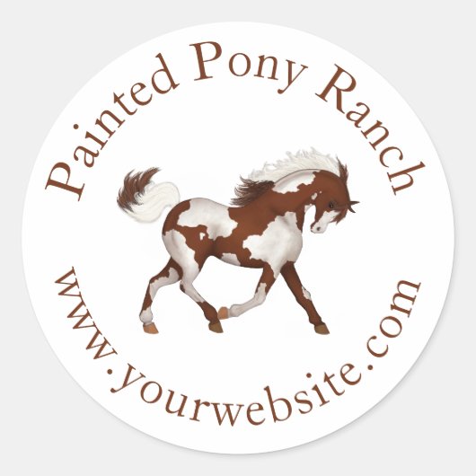 Trotting Overo Skewbald Paint Horse Custom Logo Ronde Sticker (Voorkant)