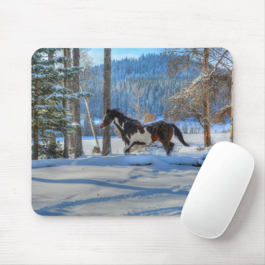 Trotting Pinto Paint Stallion & Winter Snows Muismat (Met muis)
