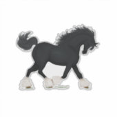 Trotting Shire Horse Draft Zwart met Blaze Sticker (Voorkant)