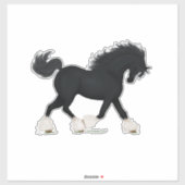 Trotting Shire Horse Draft Zwart met Blaze Sticker (Vel)