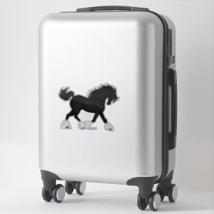Trotting Shire Horse Draft Zwart met Blaze Sticker