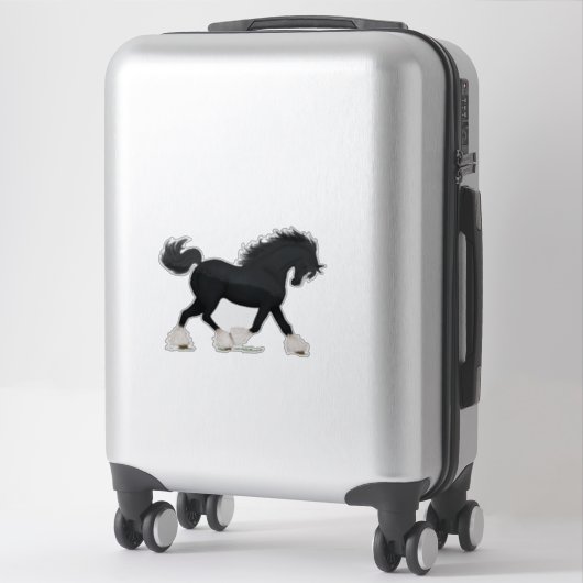 Trotting Shire Horse Draft Zwart met Blaze Sticker (Koffer)