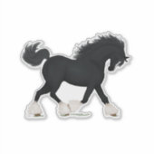 Trotting Shire Horse Draft Zwart met Blaze Sticker (Voorkant)