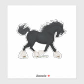 Trotting Shire Horse Draft Zwart met Blaze Sticker (Vel)