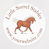 Trotting Sorrel Paard Circulaire Tekst Aangepast Labels (Design 2)