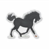 Trotting zwart paard met ster & sok zwart schoonhe sticker (Voorkant)