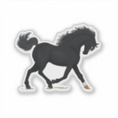 Trotting zwart paard met ster & sok zwart schoonhe sticker (Voorkant)