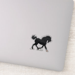 Trotting zwart paard met ster & sok zwart schoonhe sticker