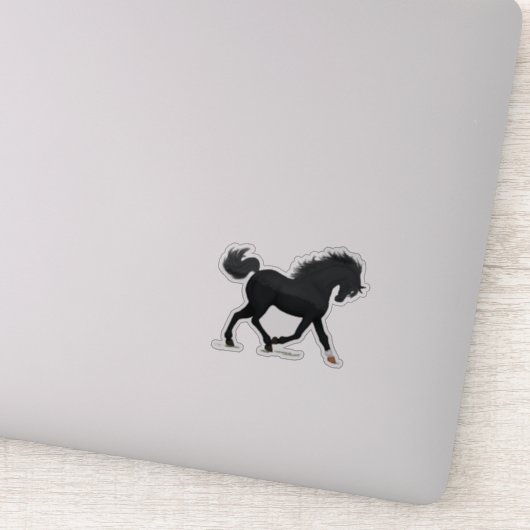 Trotting zwart paard met ster & sok zwart schoonhe sticker (Detail)