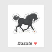 Trotting zwart paard met ster & sok zwart schoonhe sticker (Vel)