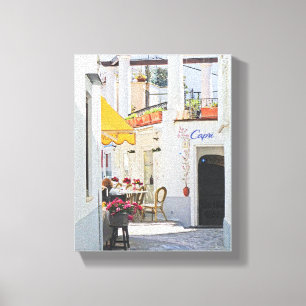Trottoircafé in Capri Canvas Afdruk