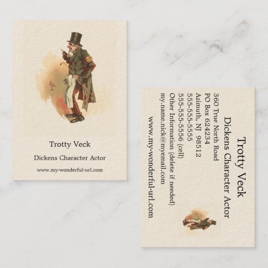 Trotty Veck by Kyd - Charles Dickens' The Chimes Visitekaartje (Voorkant / Achterkant)