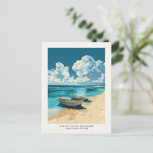 Trou Aux Biches Mauritius Travel Briefkaart (Staand voorkant)