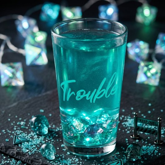 Trouble Brouwt – Teal Schrift Pintglas Glas