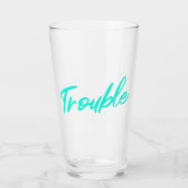Trouble Brouwt – Teal Schrift Pintglas Glas (Voorkant)