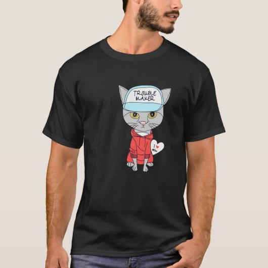 trouble maker catlover t-shirt (Voorkant)