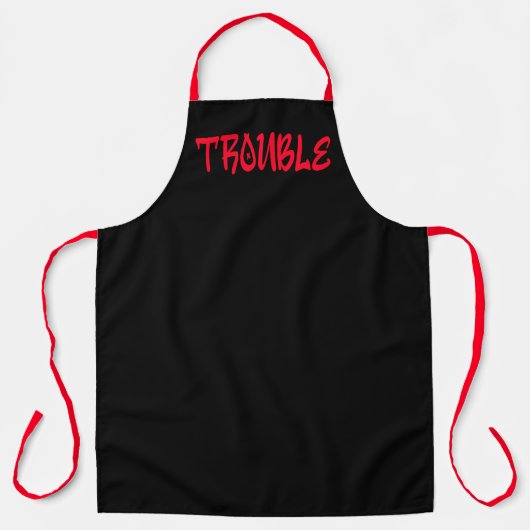 TROUBLE | Red Graffiti Apron Schort (Voorkant)