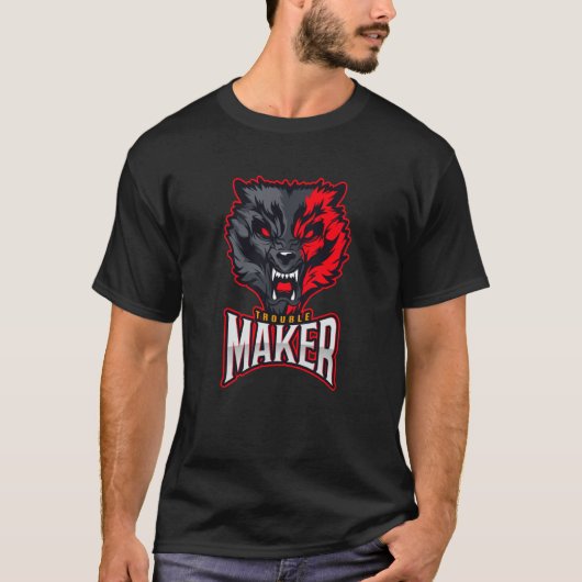 Troublemaker Attitude Rebel Wolf 1 T-shirt (Voorkant)