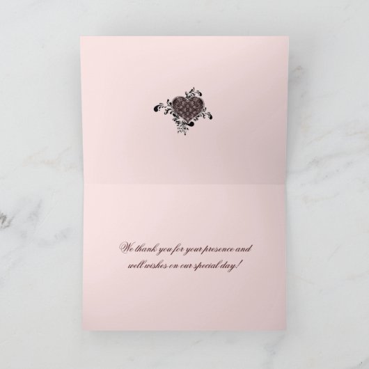 Troudankkaart met kanten kantwerk bedankkaart (Binnen)