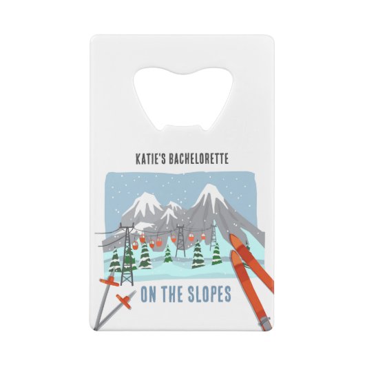 Troudgeschenken voor skiën op de pistes creditkaart flessenopener (Achterkant)