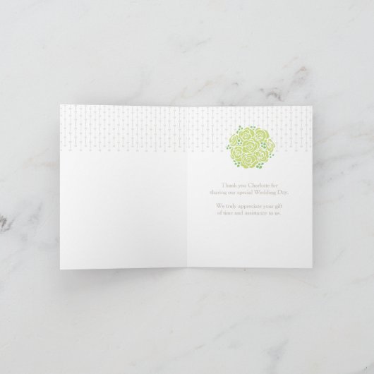 Troudjurk bruidsmeisje groene jurk bedankkaartje bedankkaart (Binnen)