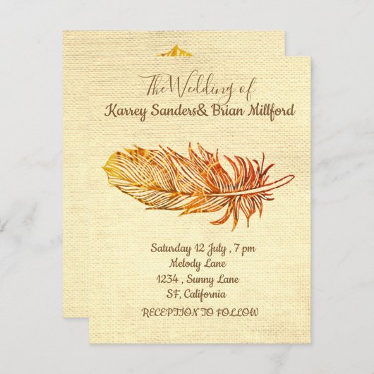 Troudkaart met Gouden Veer op Canvas Kaart (Voorkant / Achterkant)